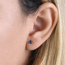 .5 ct Solid 14K Yellow Gold 4mm Round Cut Blue Sapphire Lab Diamonds Earrings - Shryne Diamanti & Co.