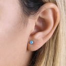 .5 ct Solid 14K Yellow Gold 4mm Round Cut Blue Topaz Lab Diamonds Earrings - Shryne Diamanti & Co.
