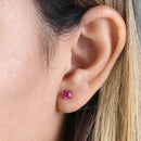 .92 ct Solid 14K Yellow Gold 5mm Round Cut Ruby Lab Diamonds Earrings - Shryne Diamanti & Co.