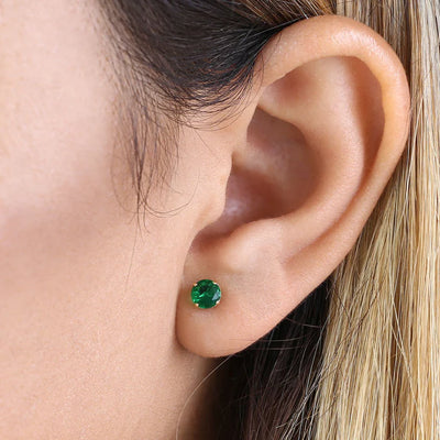 .92 ct Solid 14K Yellow Gold 5mm Round Cut Emerald Lab Diamonds Earrings - Shryne Diamanti & Co.