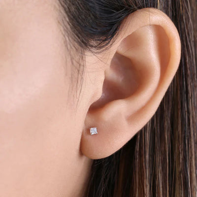 .2 ct Solid 14K White Gold 2.5mm Princess Cut Clear Lab Diamonds Earrings - Shryne Diamanti & Co.