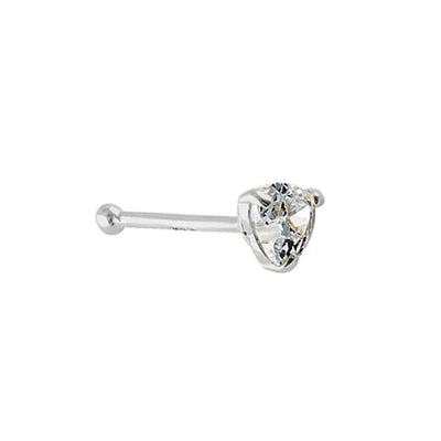 Solid 14K White Gold Heart Lab Diamonds Nose Stud - Shryne Diamanti & Co.