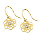 Solid 14K Yellow Gold Round Celtic Lab Diamonds Hook Earrings - Shryne Diamanti & Co.