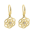 Solid 14K Yellow Gold Round Celtic Lab Diamonds Hook Earrings - Shryne Diamanti & Co.