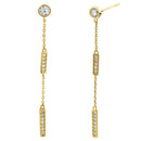 Solid 14K Yellow Gold Rectangular Bar Lab Diamonds Dangle Earrings - Shryne Diamanti & Co.
