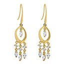 Solid 14K Yellow Gold Chandlier Dangle Lab Diamonds Hook Earrings - Shryne Diamanti & Co.