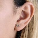 Solid 14K Yellow Gold Heart Crown Lab Diamonds Earrings - Shryne Diamanti & Co.