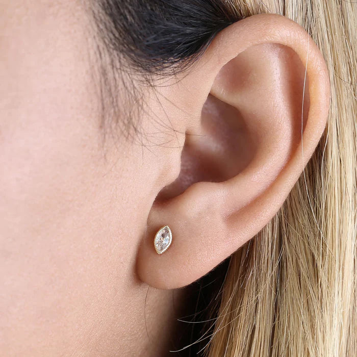 .5 ct Solid 14K Yellow Gold Marquise Lab Diamonds Stud Earrings - Shryne Diamanti & Co.
