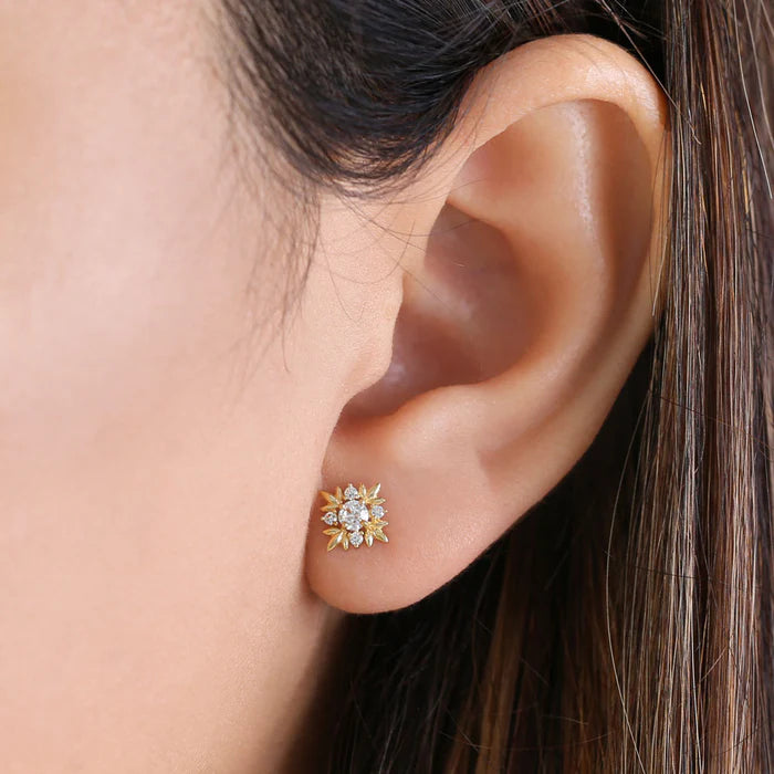 .22 ct Solid 14K Yellow Gold Round Star Lab Diamonds Stud Earrings - Shryne Diamanti & Co.