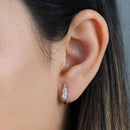 Solid 14K Yellow Gold U Shaped Round Lab Diamonds Hoop Earrings - Shryne Diamanti & Co.