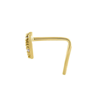 Solid 14K Yellow Gold Heart L-Hook Lab Diamonds Nose Stud - Shryne Diamanti & Co.