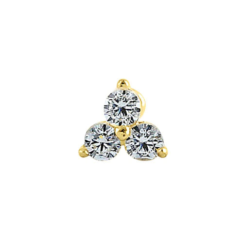 Solid 14K Yellow Gold Triangle Lab Diamonds Nose Stud - Shryne Diamanti & Co.