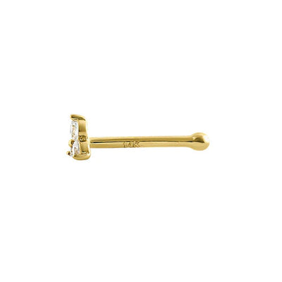 Solid 14K Yellow Gold Triangle Lab Diamonds Nose Stud - Shryne Diamanti & Co.