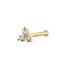 Solid 14K Yellow Gold Triangle Lab Diamonds Nose Stud - Shryne Diamanti & Co.