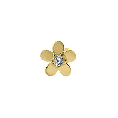 Solid 14K Yellow Gold Flower Lab Diamonds Nose Stud - Shryne Diamanti & Co.