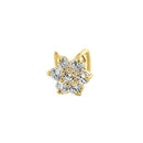 Solid 14K Yellow Gold Flower U-Hook Lab Diamonds Nose Stud - Shryne Diamanti & Co.