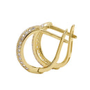 Solid 14K Yellow Gold Triple Lab Diamonds Row Hoop Earrings - Shryne Diamanti & Co.