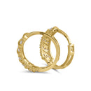 Solid 14K Yellow Gold 4.5mm x 14mm Striped Clear Lab Diamonds Hoop Earrings - Shryne Diamanti & Co.