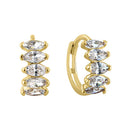 Solid 14K Yellow Gold Marquise Lab Diamonds Hoop Earrings - Shryne Diamanti & Co.