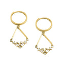Solid 14K Yellow Gold Chandlier Dangle Lab Diamonds Hoop Earrings - Shryne Diamanti & Co.