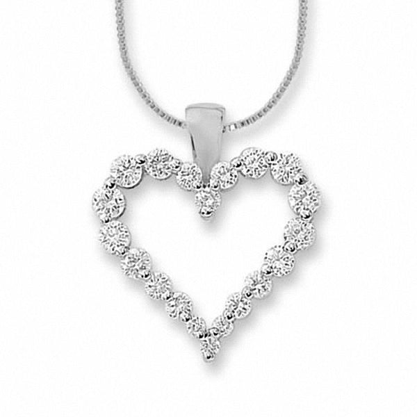 1/2 CT. T.W. Certified Diamond Heart Pendant in 14K White Gold