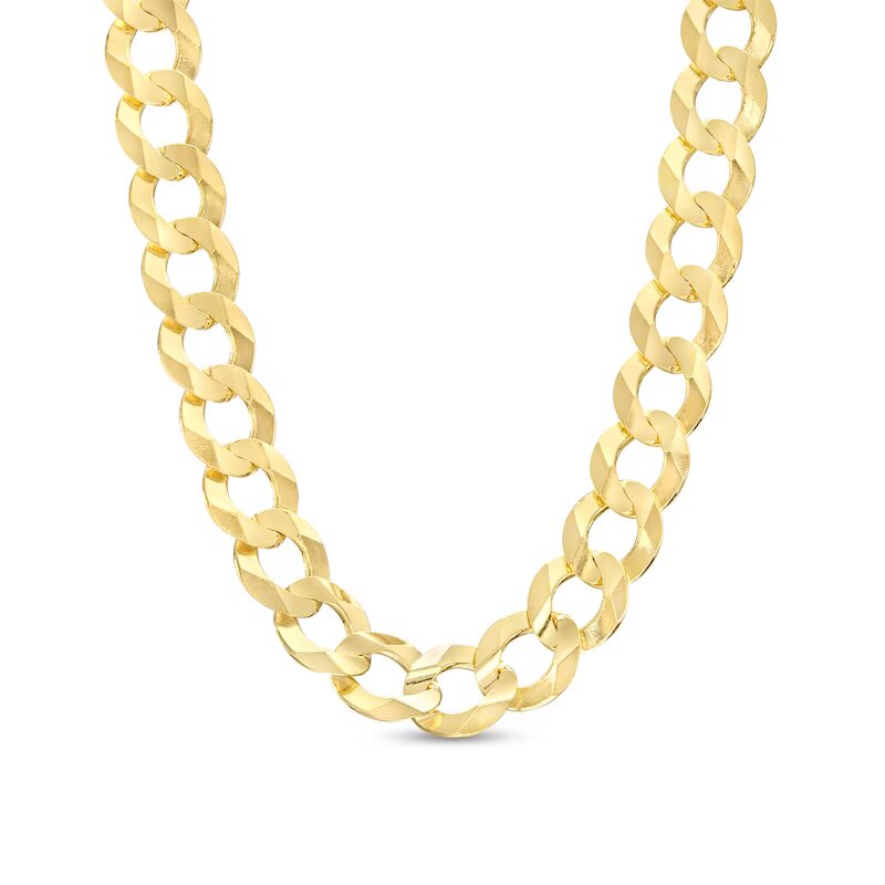Men's 7.0mm Solid Concave Curb Chain Necklace in 10K Gold - 22" - Shryne Diamanti & Co.