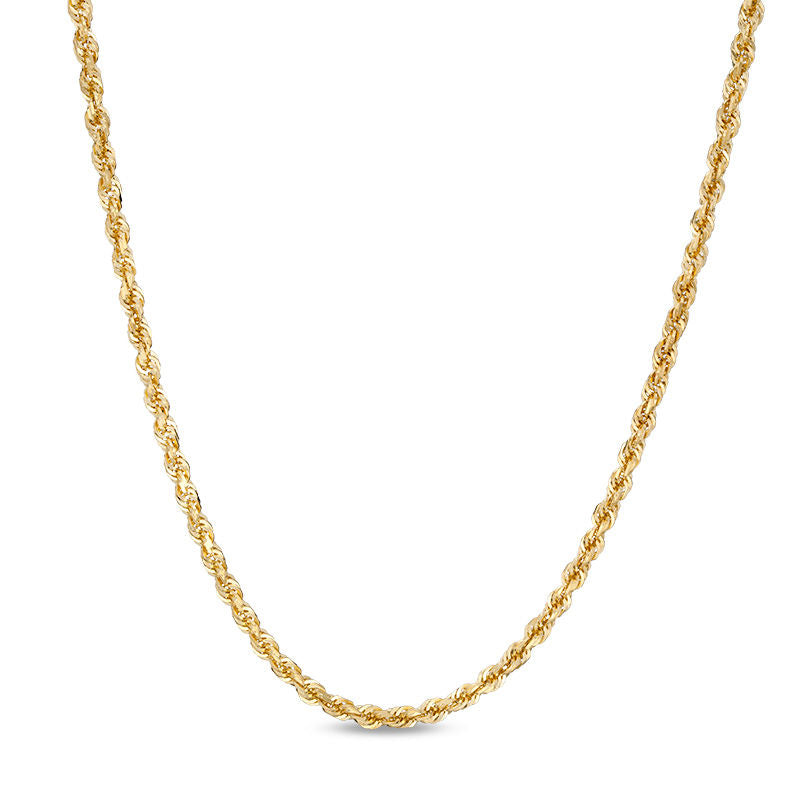 3.0mm Diamond-Cut Glitter Rope Chain Necklace in 10K Gold - Shryne Diamanti & Co.