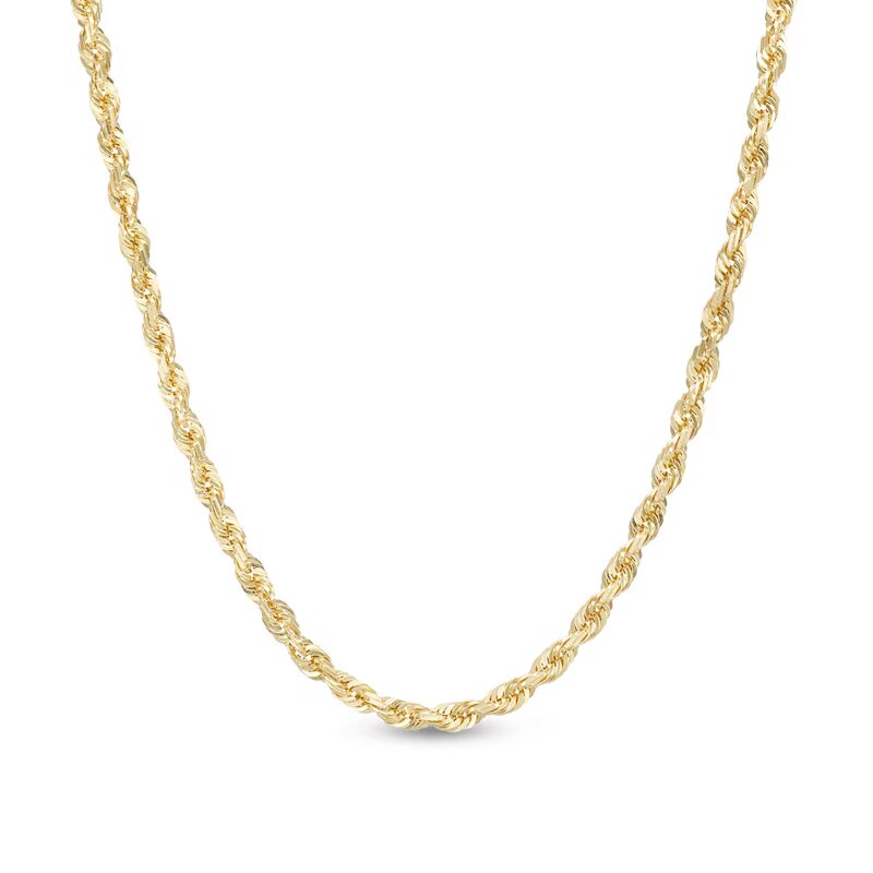 3.85mm Diamond-Cut Glitter Rope Chain Necklace in 10K Gold - Shryne Diamanti & Co.