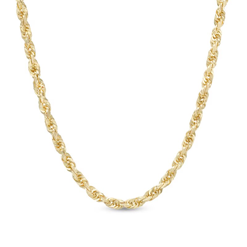 Men's 4.4mm Diamond-Cut Glitter Rope Chain Necklace in 10K Gold - 24" - Shryne Diamanti & Co.