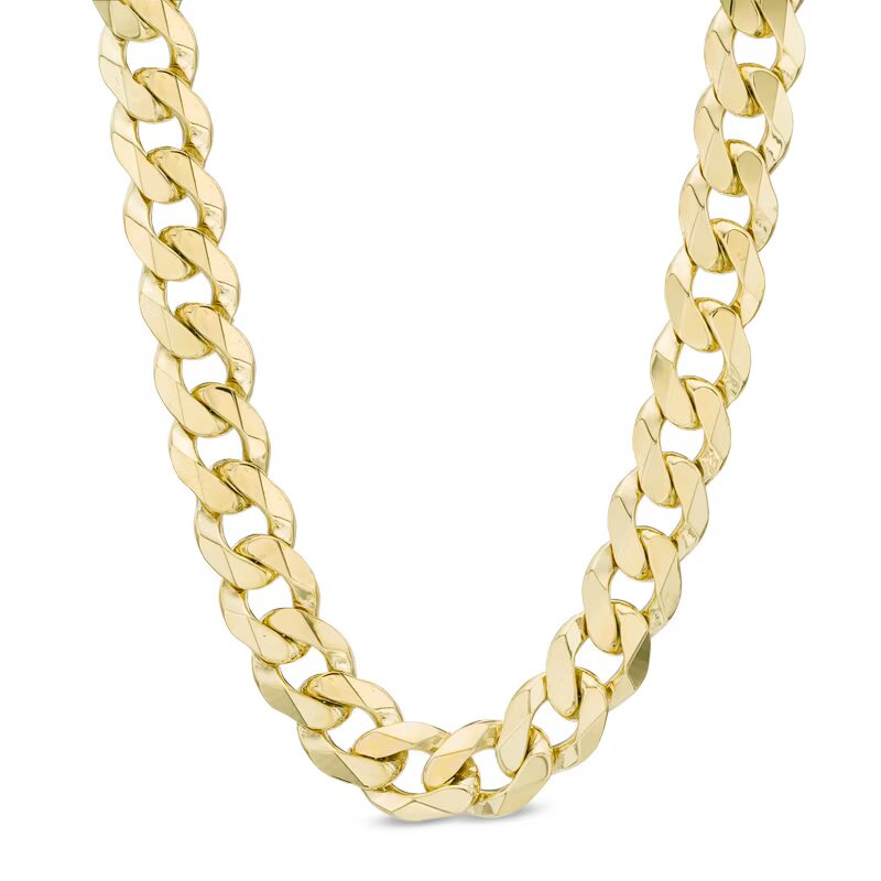 Men's 10.3mm Curb Chain Necklace in Hollow 10K Gold - 24" - Shryne Diamanti & Co.