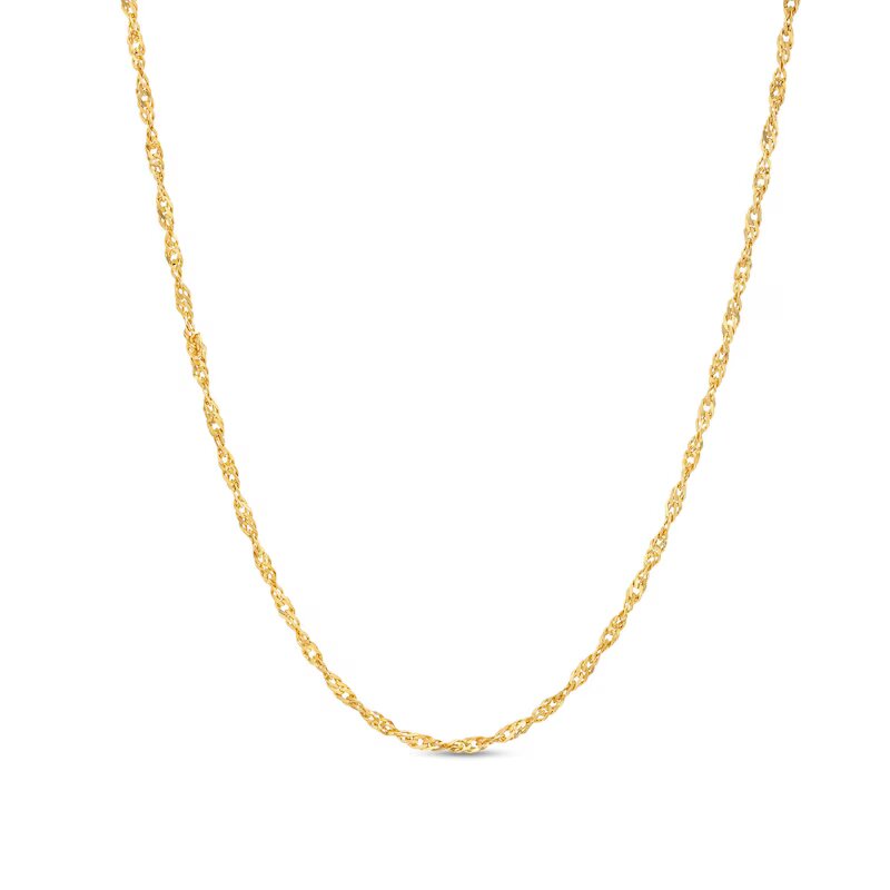 1.25mm Solid Singapore Chain Necklace in 10K Gold - 18" - Shryne Diamanti & Co.