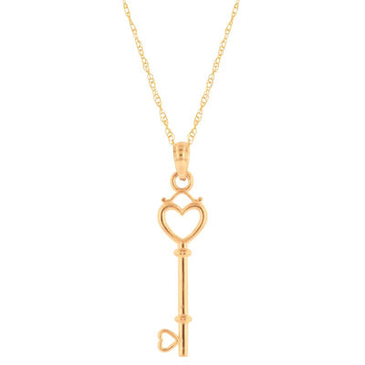 Heart Key Pendant in 10K Gold