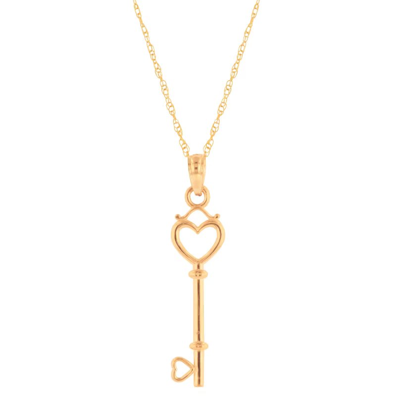 Heart Key Pendant in 10K Gold