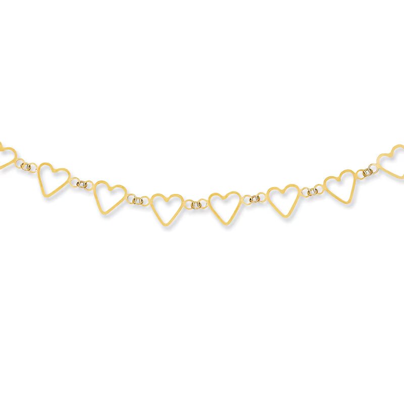 Heart Link Necklace in 14K Gold