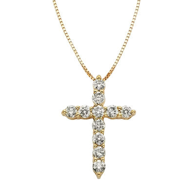 1/2 CT. T.W. Certified Diamond Cross Pendant in 14K Gold