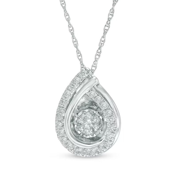 3/4 CT. T.W. Diamond Teardrop Overlay Pendant in 14K White Gold