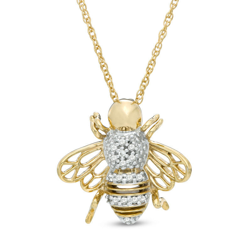 1/10 CT. T.W. Diamond Bumblebee Pendant in 10K Gold