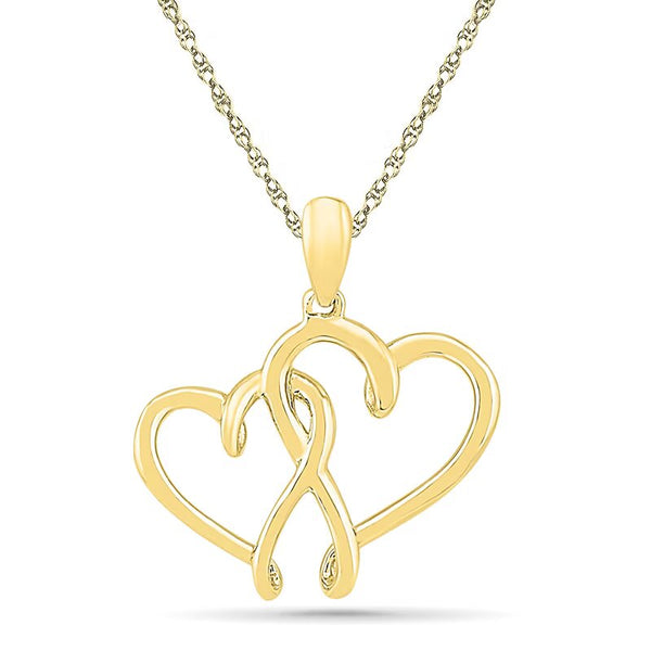 Double Heart Pendant in 10K Gold