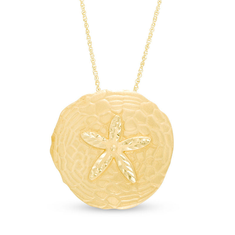 Diamond-Cut Sand Dollar Pendant in 14K Gold