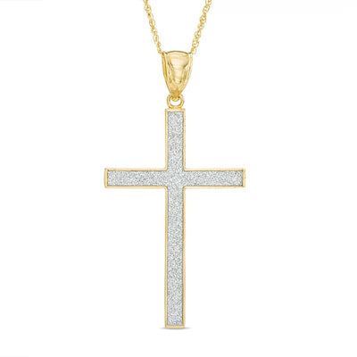 Glitter Enamel Cross Pendant in 10K Gold