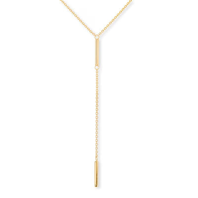 Double Bar Lariat-Style Necklace in 14K Gold