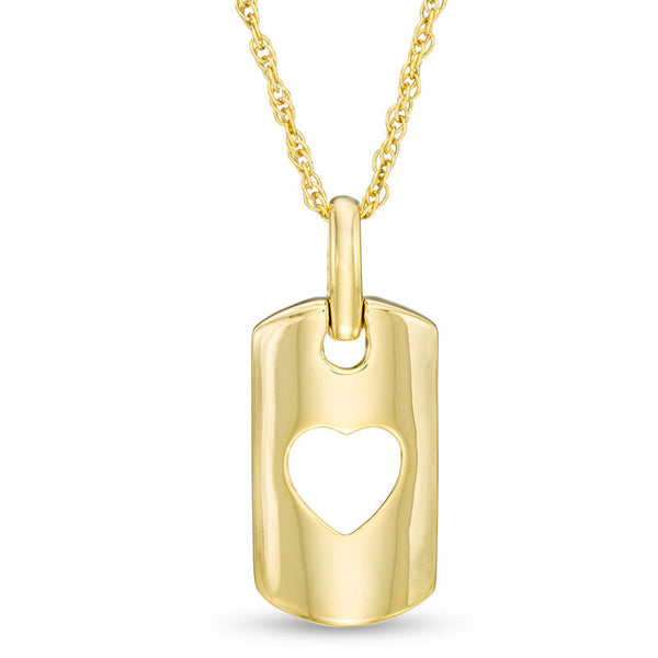 Cutout Heart Dog Tag Pendant in 10K Gold