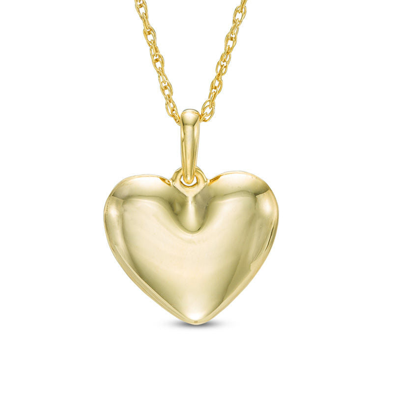 Puffed Heart Pendant in 10K Gold