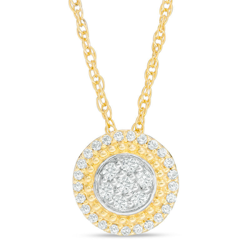 1/5 CT. T.W. Multi-Diamond Frame Pendant in 10K Gold