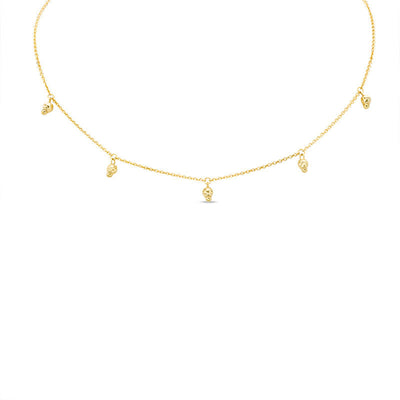 Diamond-Cut Dangle Bead Station Choker Necklace in 14K Gold - 16"