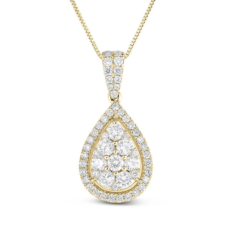 1 CT. T.W. Composite Diamond Teardrop Frame Pendant in 14K Gold