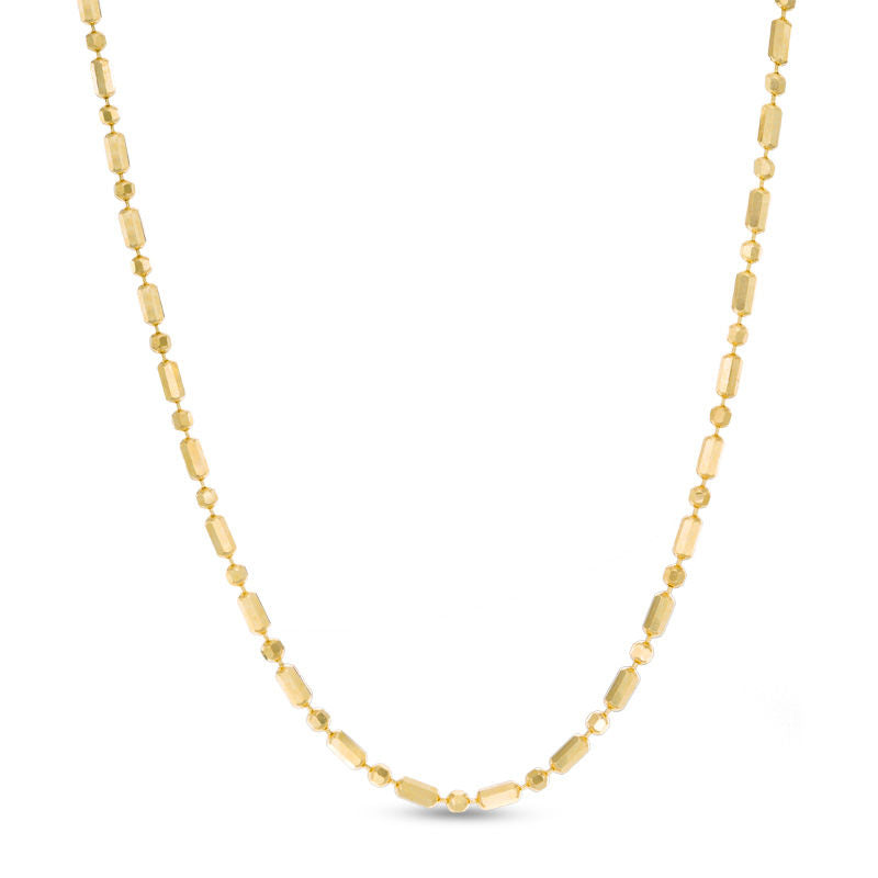 Ladies' 1.5mm Diamond-Cut Bar and Bead Chain Necklace in 14K Gold - 18"