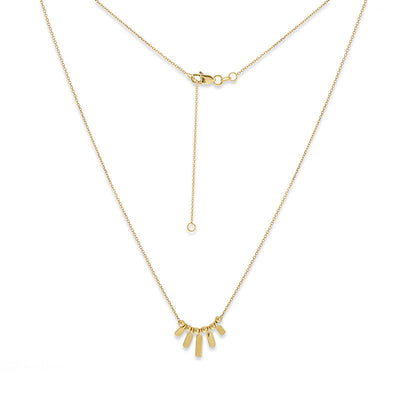 Bead and Graduated Vertical Bar Alternating Necklace in 14K Gold