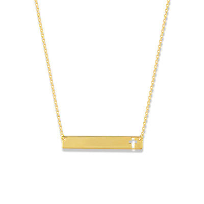 Double Paw Print Cutout Bar Necklace in 14K Gold