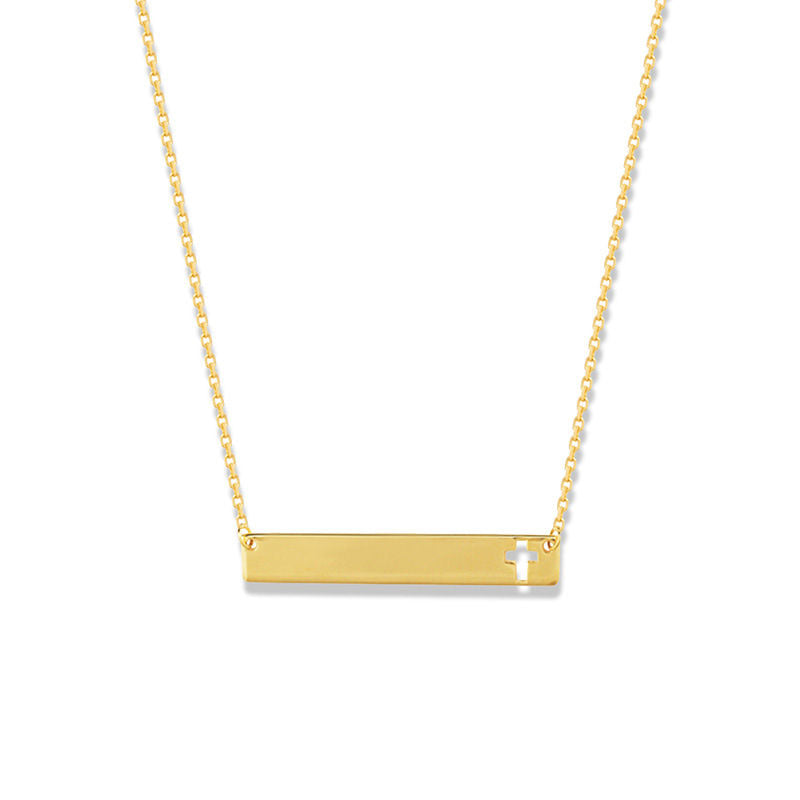 Double Paw Print Cutout Bar Necklace in 14K Gold